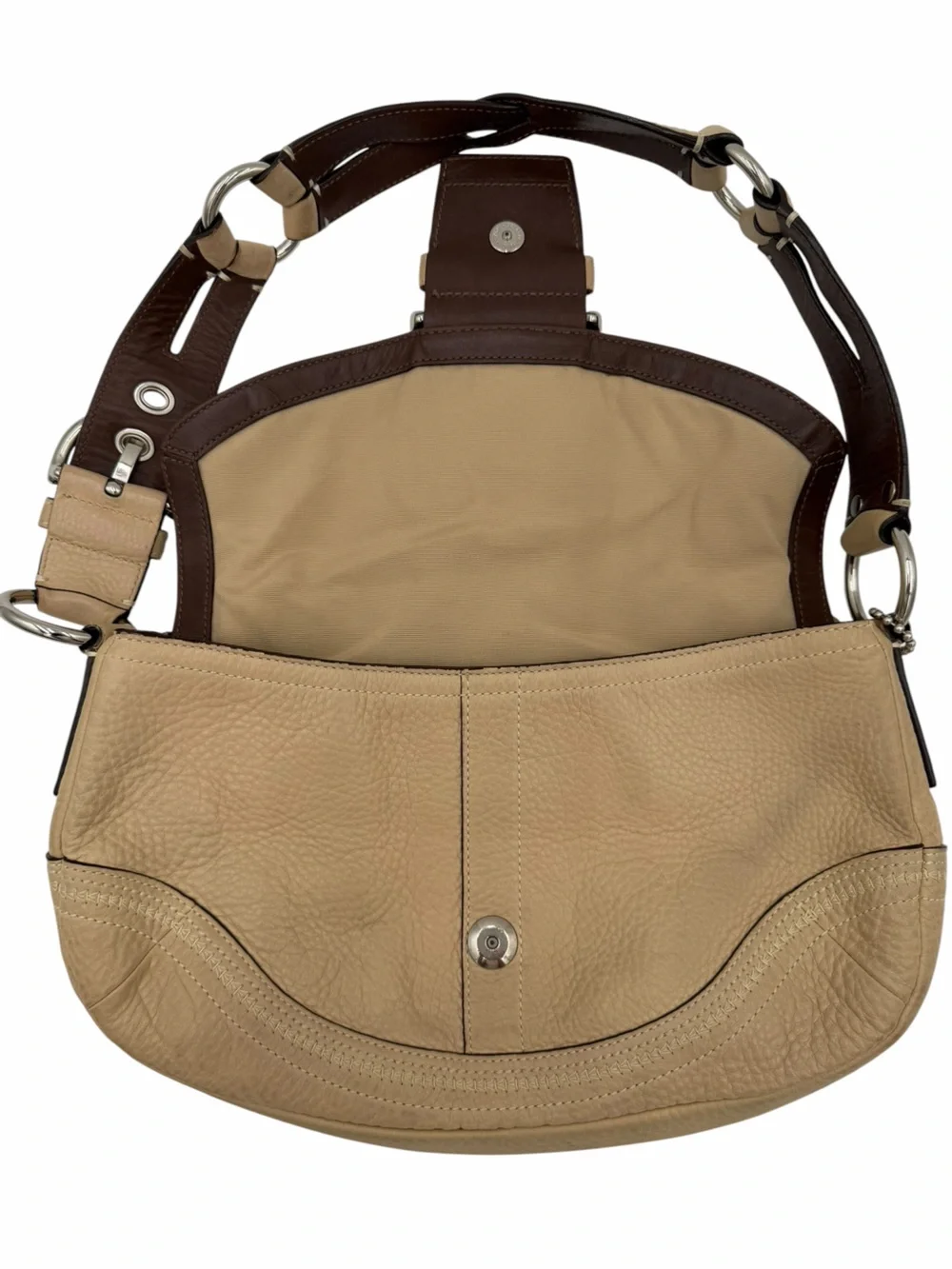 Coach Soho Pebbled Leather Buckle Shoulder Bag Cream Beige Style 10723 Y2K